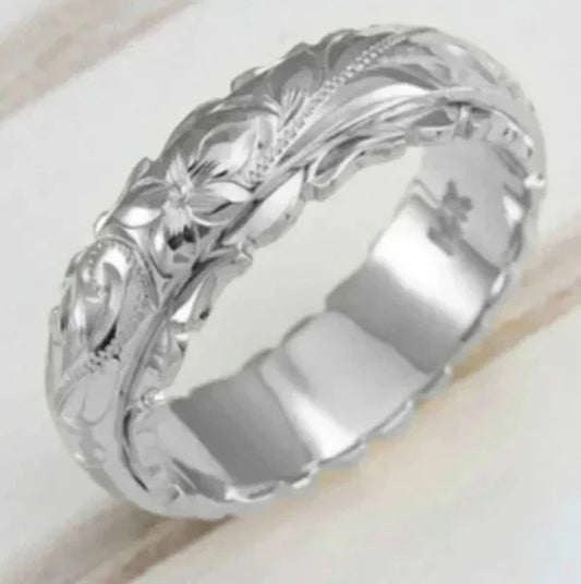 DELYSIA KING WOMEN CARVING ROSE RING ANNIVERSARY GIFT TRENDY ARISTOCATS VERSATILE JEWELLERY